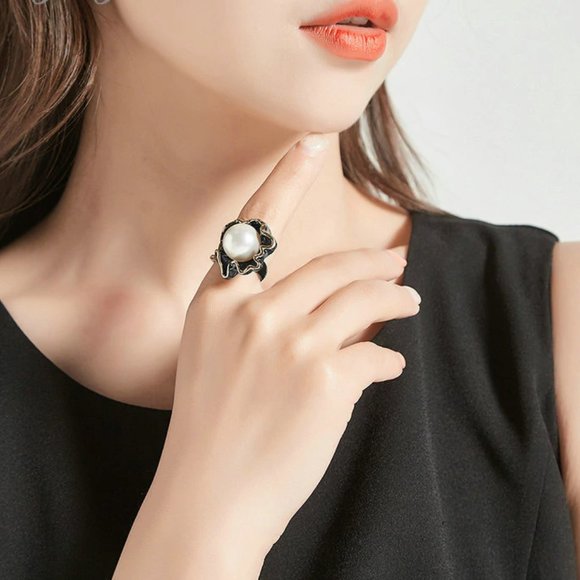 Italian Jewelry Back White Pearl Ring - Picture 13 of 15